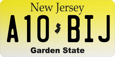 NJ license plate A10BIJ