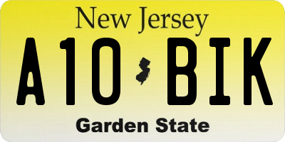 NJ license plate A10BIK