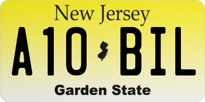 NJ license plate A10BIL