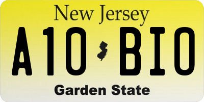 NJ license plate A10BIO