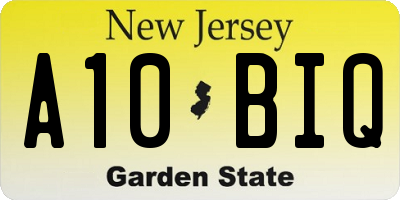 NJ license plate A10BIQ