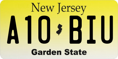 NJ license plate A10BIU