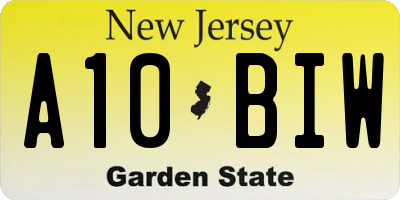NJ license plate A10BIW