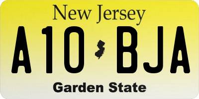 NJ license plate A10BJA