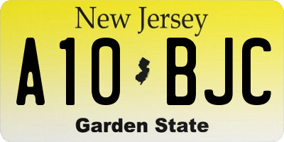 NJ license plate A10BJC