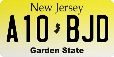 NJ license plate A10BJD