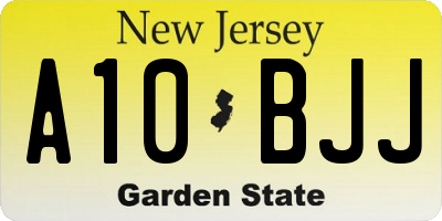 NJ license plate A10BJJ