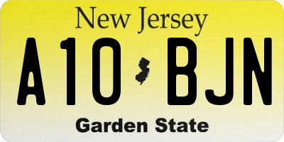 NJ license plate A10BJN