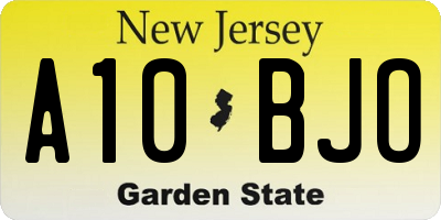 NJ license plate A10BJO