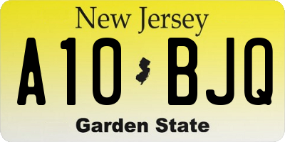 NJ license plate A10BJQ