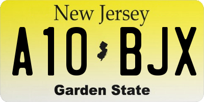 NJ license plate A10BJX
