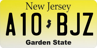 NJ license plate A10BJZ