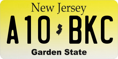 NJ license plate A10BKC