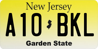 NJ license plate A10BKL