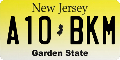 NJ license plate A10BKM