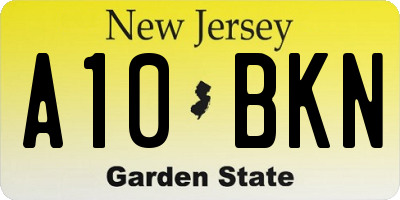 NJ license plate A10BKN