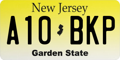 NJ license plate A10BKP