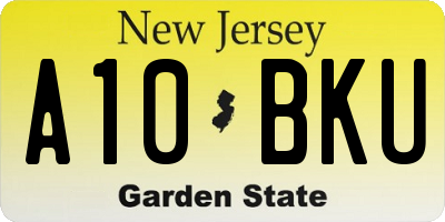 NJ license plate A10BKU