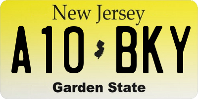 NJ license plate A10BKY