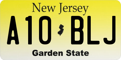NJ license plate A10BLJ