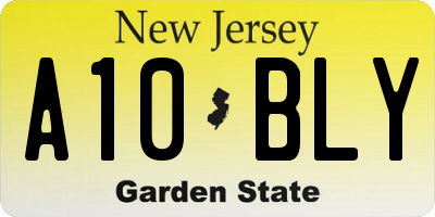 NJ license plate A10BLY