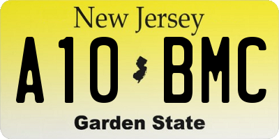 NJ license plate A10BMC