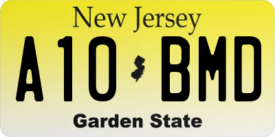 NJ license plate A10BMD