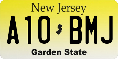 NJ license plate A10BMJ
