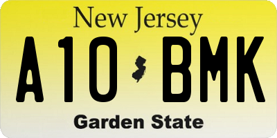 NJ license plate A10BMK