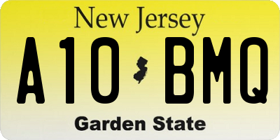 NJ license plate A10BMQ