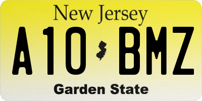 NJ license plate A10BMZ
