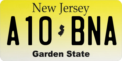 NJ license plate A10BNA