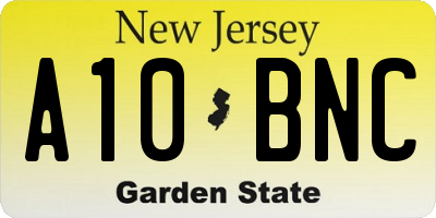 NJ license plate A10BNC