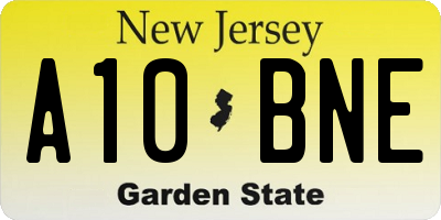 NJ license plate A10BNE