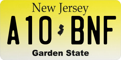 NJ license plate A10BNF