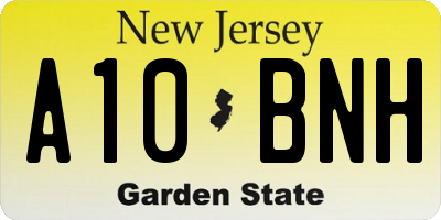 NJ license plate A10BNH