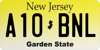 NJ license plate A10BNL