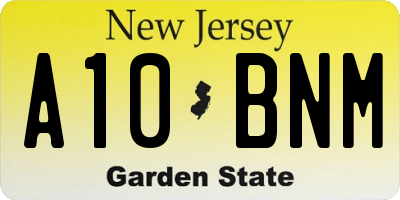 NJ license plate A10BNM