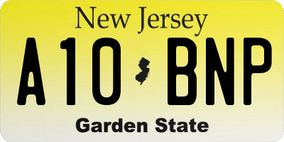 NJ license plate A10BNP