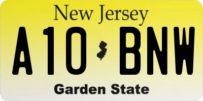 NJ license plate A10BNW