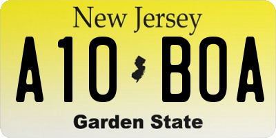 NJ license plate A10BOA