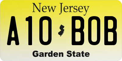 NJ license plate A10BOB