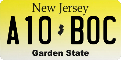 NJ license plate A10BOC