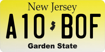 NJ license plate A10BOF