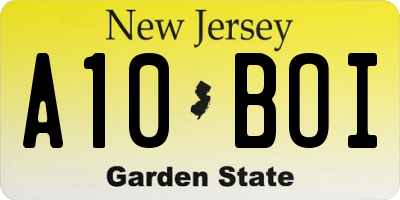 NJ license plate A10BOI