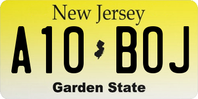 NJ license plate A10BOJ