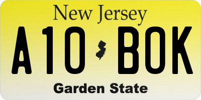 NJ license plate A10BOK