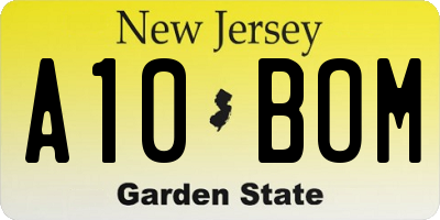 NJ license plate A10BOM