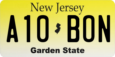 NJ license plate A10BON