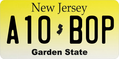 NJ license plate A10BOP